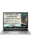 Acer Aspire Go 15 AG15-42P-R23G-2 R7-5825U 32GB DDR4 512GB SSD 15.6" FHD Dos Gri 500 GB