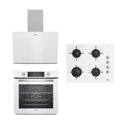 BEKO BEYAZ CAM BUHAR DESTEKLİ SET Beyaz