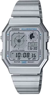 Casio A130WE-7ADF Dijital Ekran Kare Kadran Metal Kordon Plastik Kasa  Metalik Renk Üniseks Kol Saati Çok Renkli	