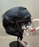 JK20  Güneş Gözlüklü Yarım Kask  Siyah L