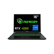 Monster  Tulpar T6 V3.1 Intel Core I7 13700HX 16 GB Ram 500 GB SSD 8 GB  Rtx 4060 Freedos 16" Fhd 165 Hz Oyun Bilgisayarı Siyah 512 GB