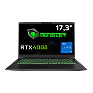 Monster  Tulpar T7 V20.6 Intel Core i7 13700H 16 GB RAM 500 GB SSD 8 GB  RTX 4060 FreeDOS 17,3" FHD 144 Hz Oyun Bilgisayarı Siyah 512 GB