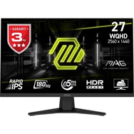 Msı 27" Mag 274QF 2560X1440 (Wqhd) 16:9 Flat Rapıd IPS 180HZ 0.5ms (Min.) Adaptıve-Sync Gamıng Monıtor Siyah