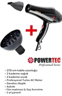 Powertec  Saç Kurutma & Fön Makinesi ve Vigo Başlık Siyah