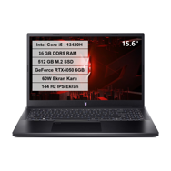 Acer ANV15-51 i5-13420H 16GB 512GB SSD RTX4050 Freedos Siyah 500 GB