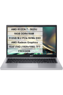 Acer Aspire Go 15 AG15-42P-R23G R7-5825U 16GB DDR4 512GB SSD 15.6" FHD Dos Gri 500 GB
