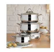 Emsan Cemre İndüksiyon Tabanlı 8 Parça Çelik Tencere Seti Gümüş