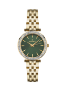 Essence ES6640FE.170 Taşlı Tasarım Çelik Kordon Çelik Kasa 5 ATM Suya Dayanıklı Altın Renk Kadın Kol Saati Çok Renkli	