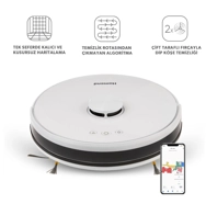 Homend Alex Laser  Moplu ve Haritalamalı Akıllı Robot Süpürge Beyaz