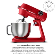Karaca Multichef Artisan Digital Ekran 7 Litre Döküm Stand Mikser Kırmızı