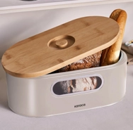 Karaca Stream 2in1 Ekmek Kutusu/Kesme Tahtası Bej