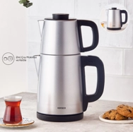 Karaca Tea Break 2 in 1 Çelik Su Isıtıcı Çay Makinesi Gümüş Gri