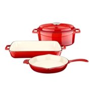 Lava Döküm 3x Edition Serisi Özel Koleksiyon Döküm Demir Tencere & Tava Seti Kırmızı