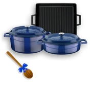 Lava Döküm 6x Trendy Serisi Döküm Demir Tencere Tava Çeyiz Seti Mavi