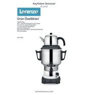 LORENZO KEYFİDEM 6 LT SEMAVER Gümüş