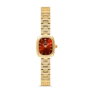 Momentus CW317G-14SG Minimal Oval Gold Kasa Çelik Kordon Bordo Kadran 3 ATM Altın Renk Kadın Kol Saati 