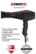 Powertec  Profesyonel Fön Makinesi Siyah