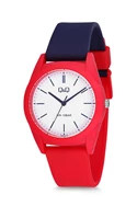 QQ VS22J012Y Plastik Kordon 10 Bar Su Geçirmezlik Lacivert-Kırmızı Unisex Kol Saati Çok Renkli	
