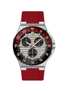 Quantum PWG1147.358 Kronograf Tüm Fonksiyonları Aktif 10 ATM Suya Dayanıklı Silikon Kordonlu Kırmızı Erkek Kol Saati Metalik Gri