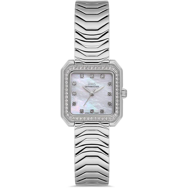 RMS Zeitmeister RMS.1.AG2051.01 Taşlı Tasarım Kristal Camlı Kare Kadran Çelik Kordon Çelik Kasa 5 ATM Suya Dayanıklı Metalik Renk Kadın Kol Saati Çok Renkli	