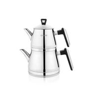 Schafer Premium Çaydanlık Takımı Orta Boy 3 Parça-Inox Gümüş
